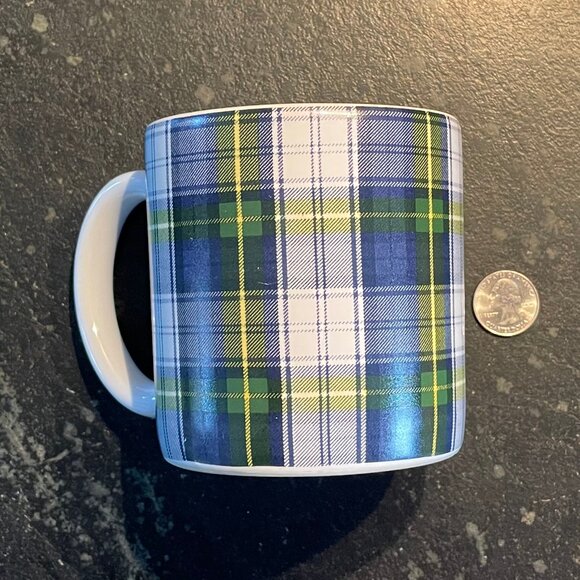 Scottish Tartan (Blue, White, Yellow Plaid) 16 Oz. Mug - Picture 2 of 6